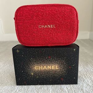 Chanel Make Up/Cosmetic Pouch in red, with box